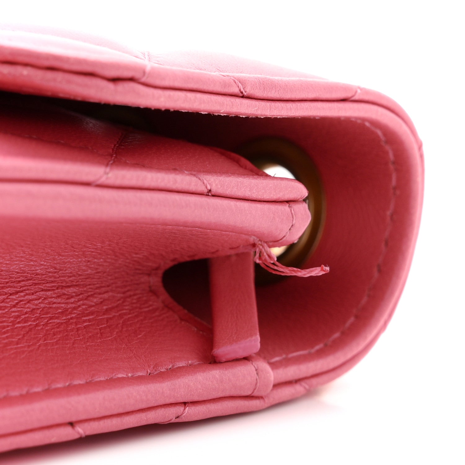 Lambskin Quilted Pillow Crush Flap Phone Holder With Chain Pink