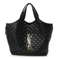 Lambskin Quilted Maxi Icare Shopping Tote Black