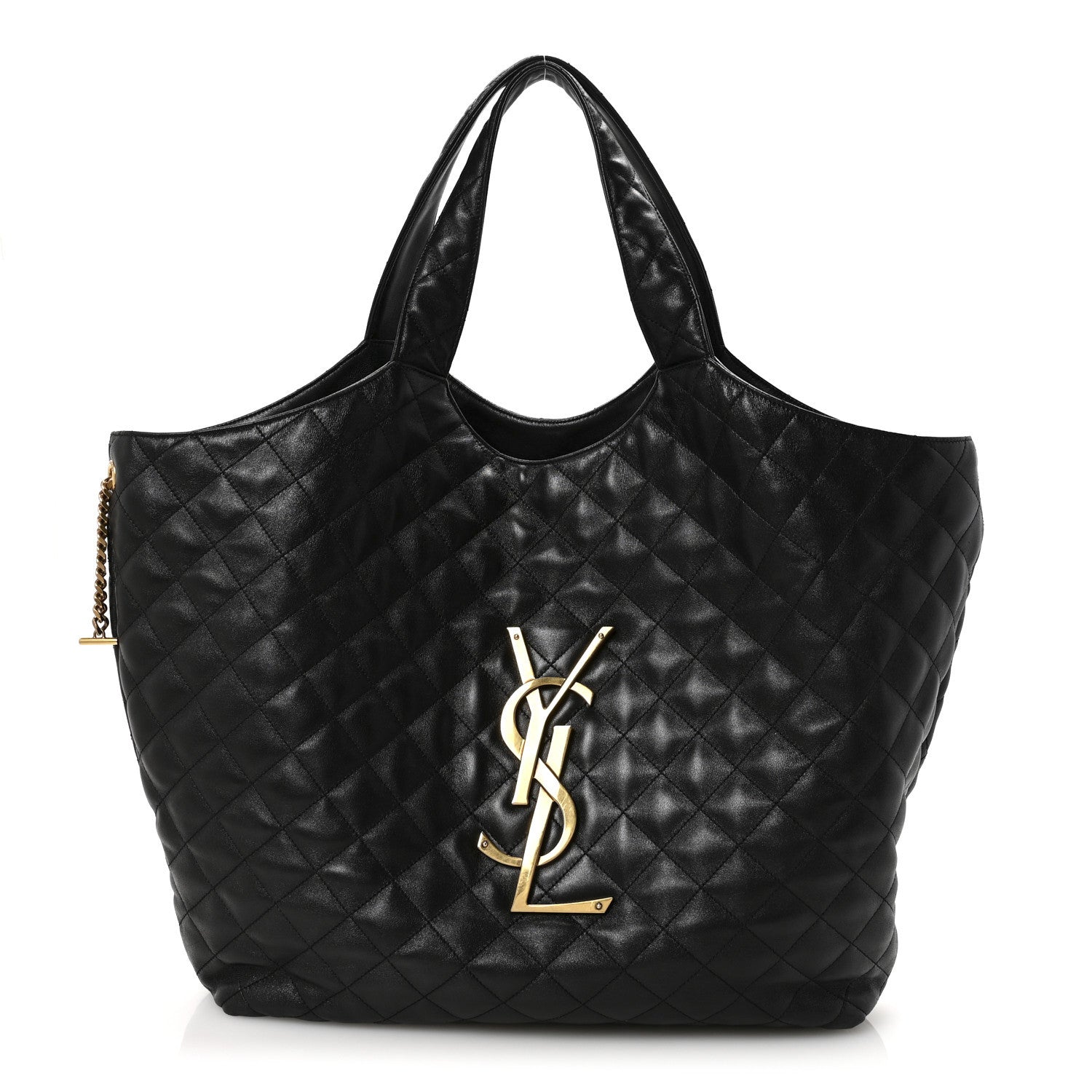Lambskin Quilted Maxi Icare Shopping Tote Black