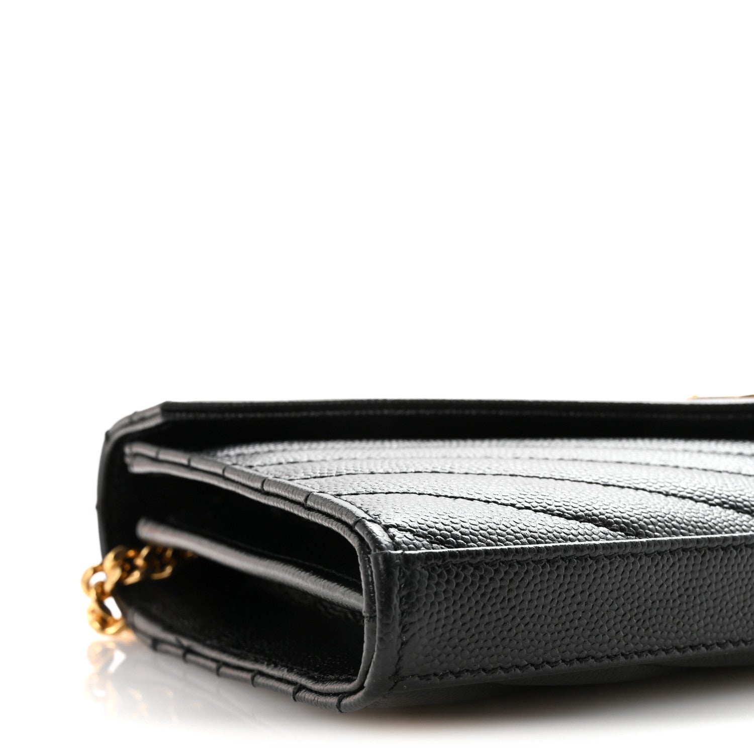 Grain De Poudre Matelasse Chevron Monogram Chain Wallet Black