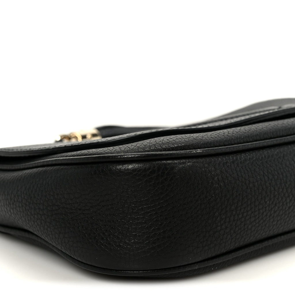 Pebbled Calfskin Medium Soho Flap Crossbody Black