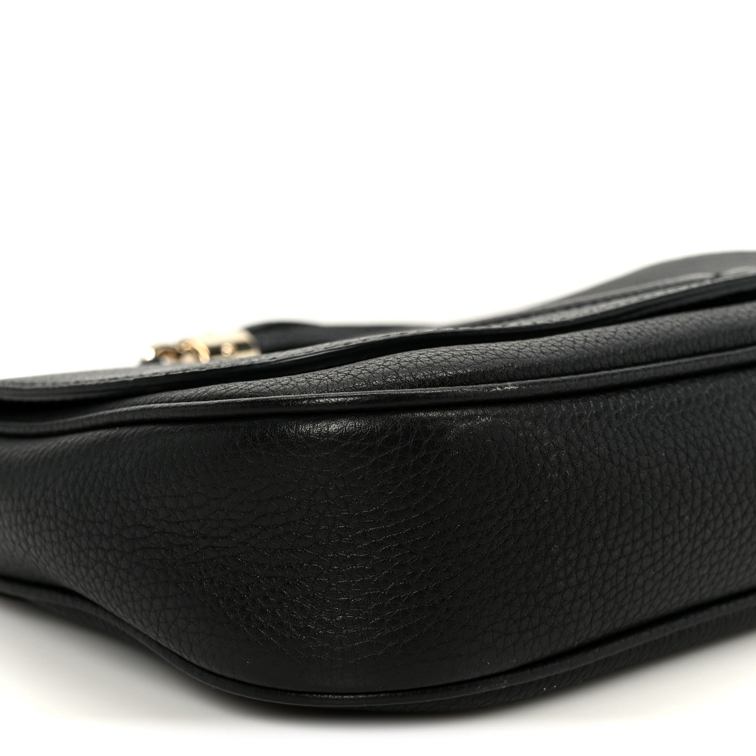 Pebbled Calfskin Medium Soho Flap Crossbody Black