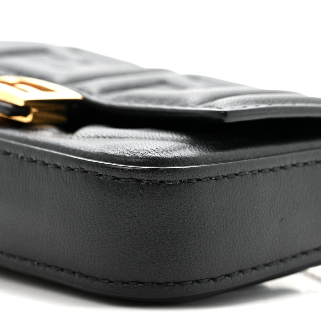 Nappa Matisse FF Embossed Nano Baguette Charm Black