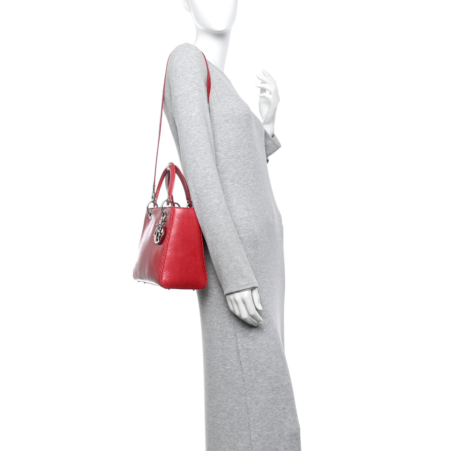 Snakeskin Medium Lady Dior Pink