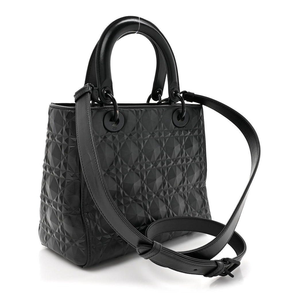 Calfskin Cannage Diamond Cannage Medium Lady Dior Black