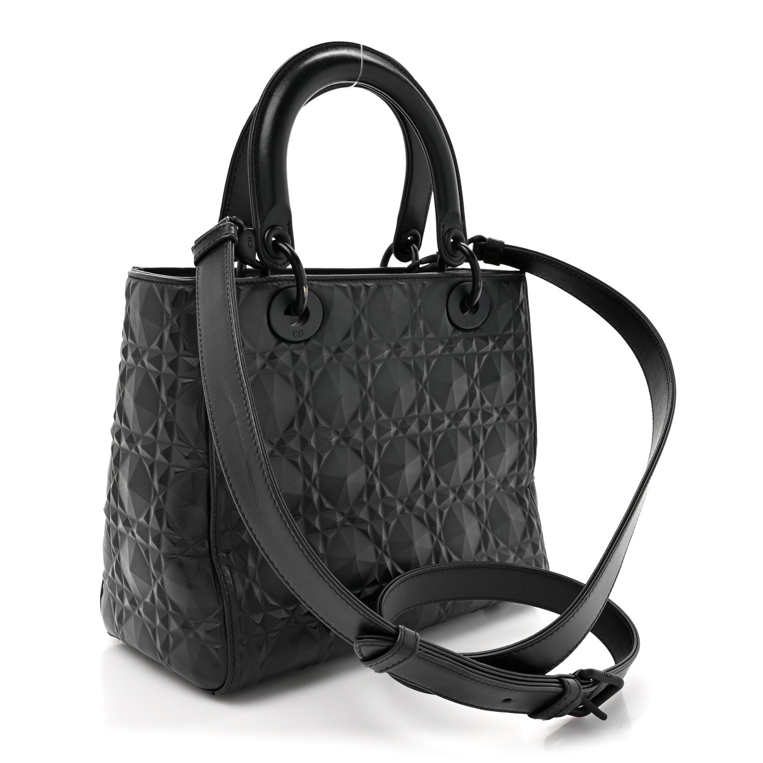 Calfskin Cannage Diamond Cannage Medium Lady Dior Black