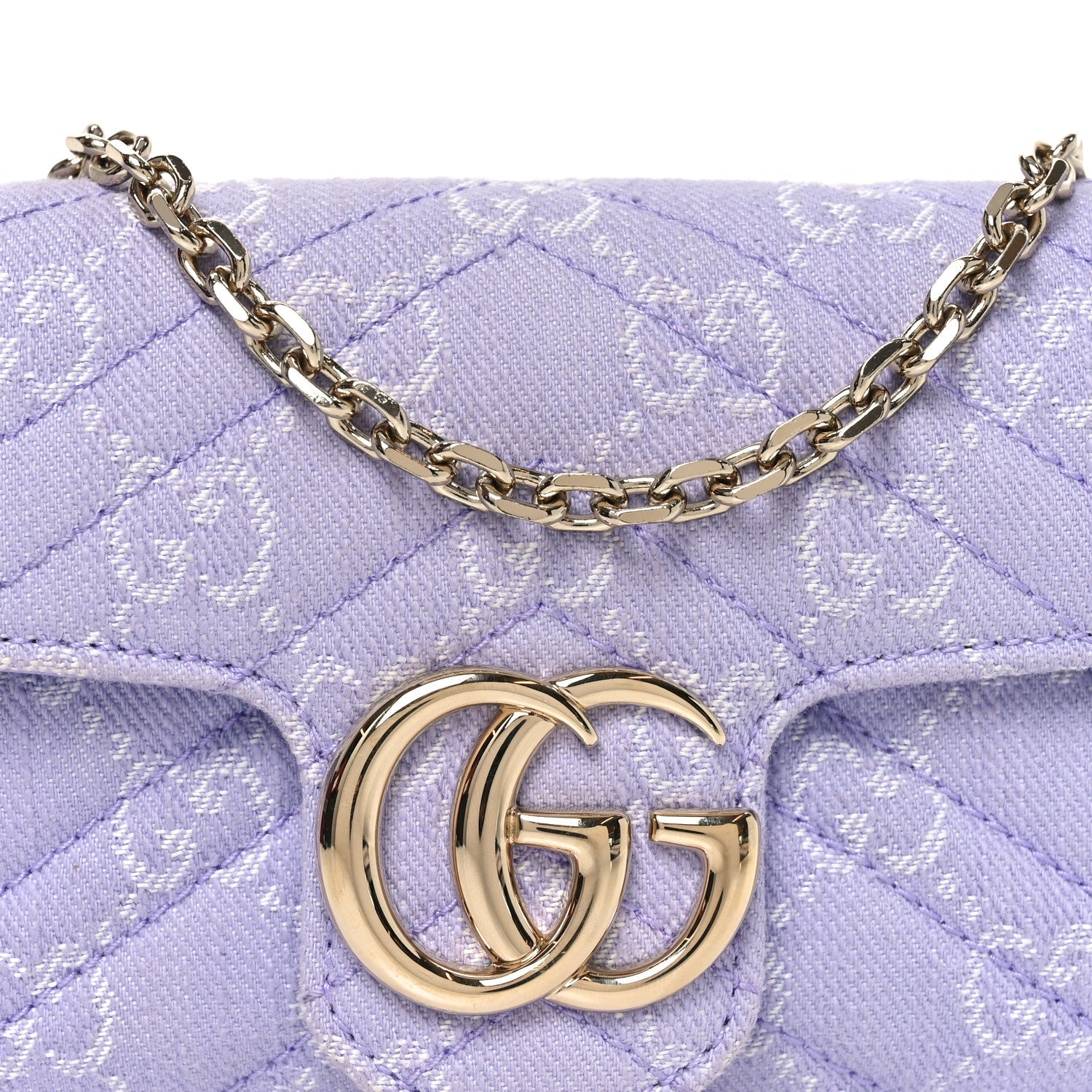 Denim GG Monogram Mini GG Marmont Shoulder Bag Light Purple