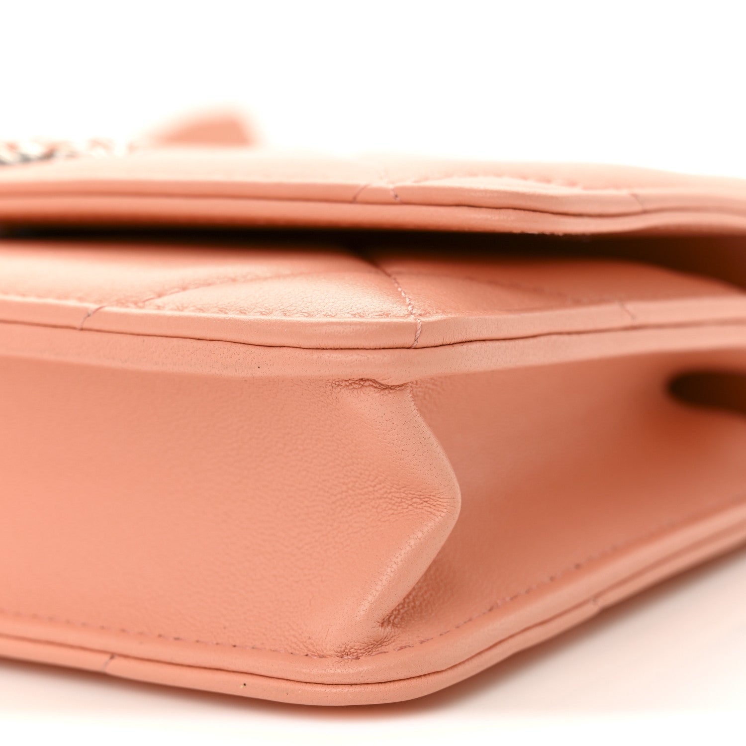 Lambskin Quilted Chanel 19 Wallet On Chain WOC Light Orange