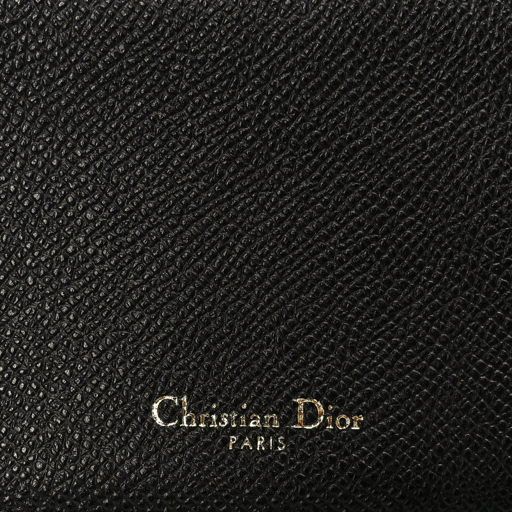 Grained Calfskin Saddle Chain Wallet Pouch Black