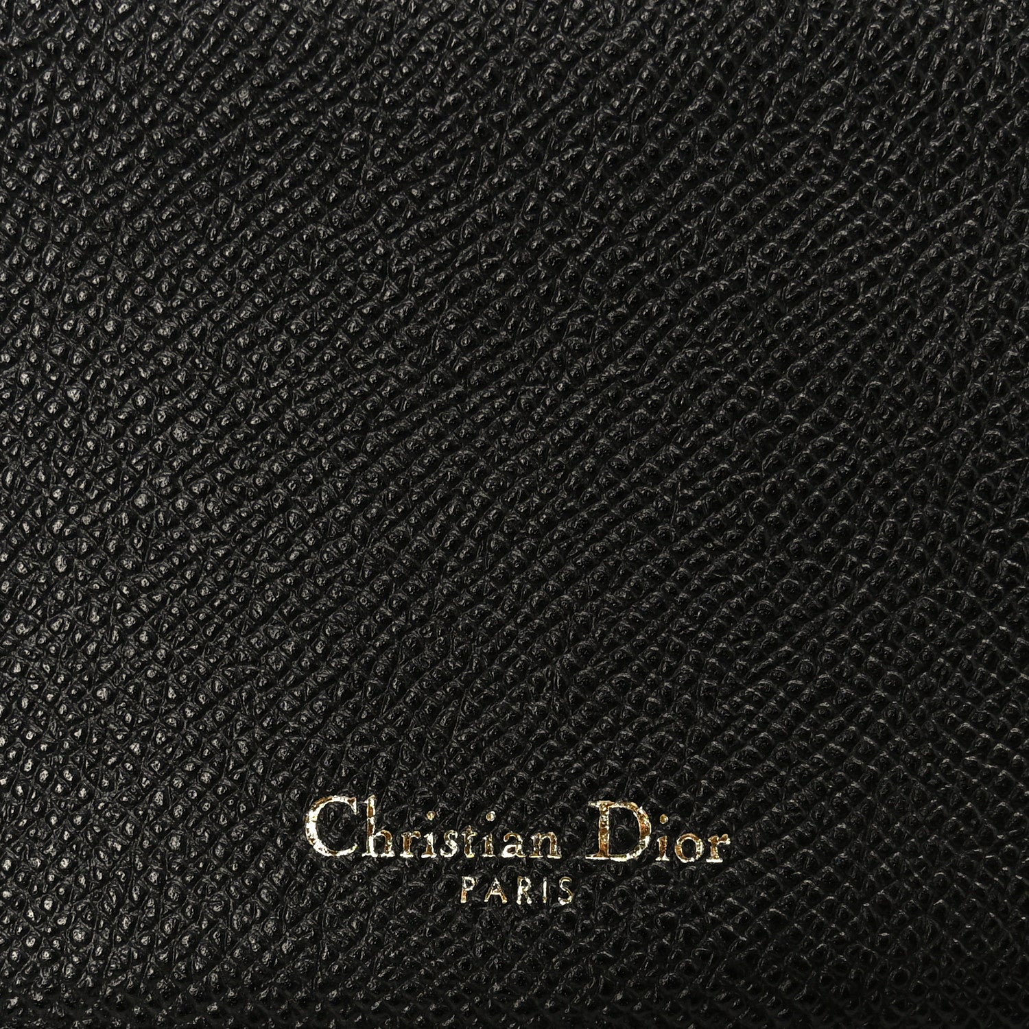 Grained Calfskin Saddle Chain Wallet Pouch Black