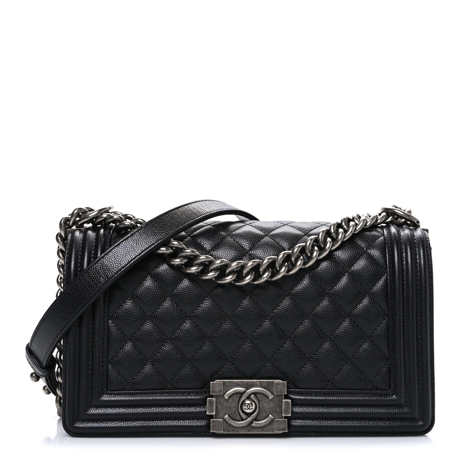 Caviar Quilted Medium Boy Flap Black