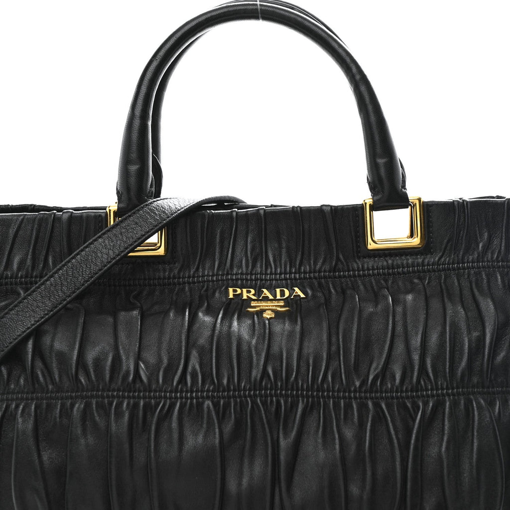 Nappa Gaufre Top Handle Satchel Black
