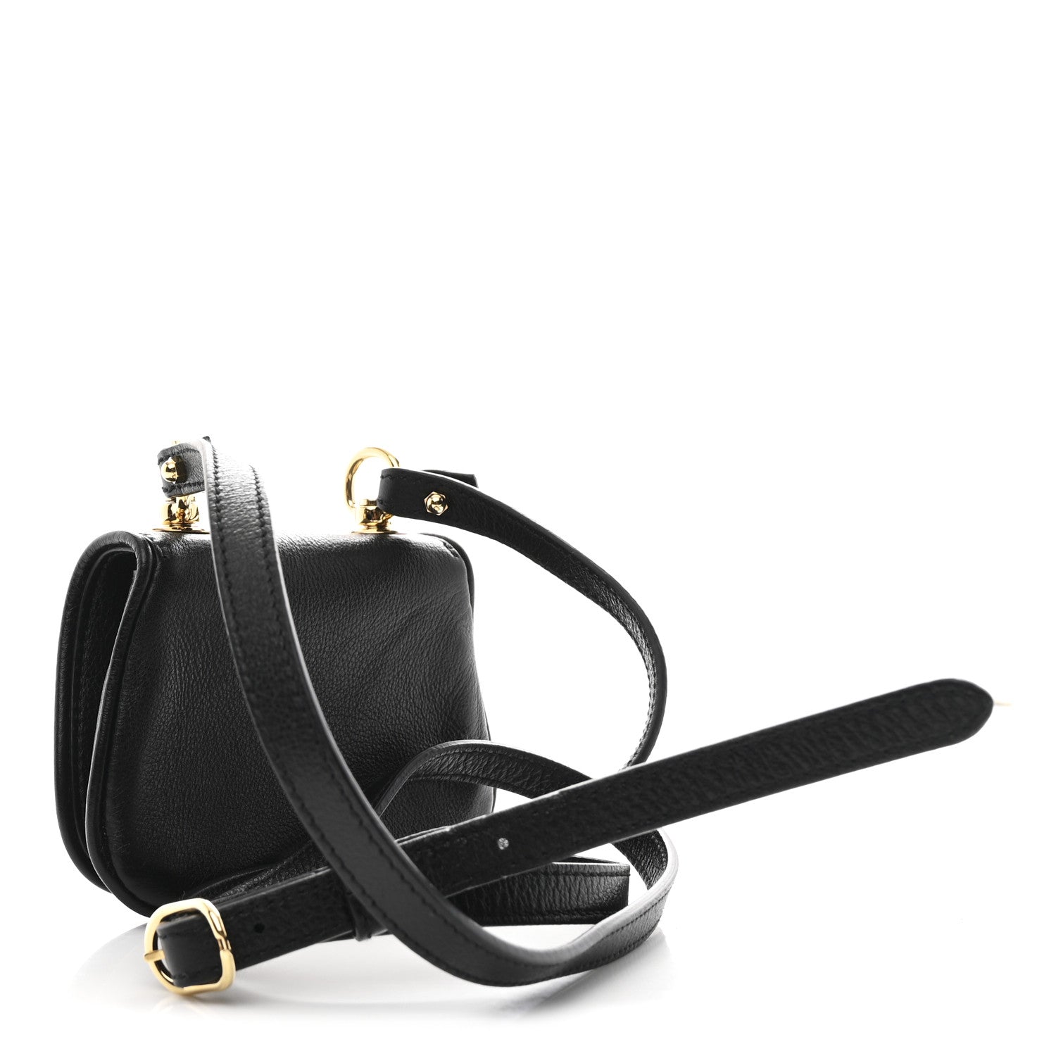 Roxy Calfskin Mini Blondie  Case Wallet with Strap Shoulder Black