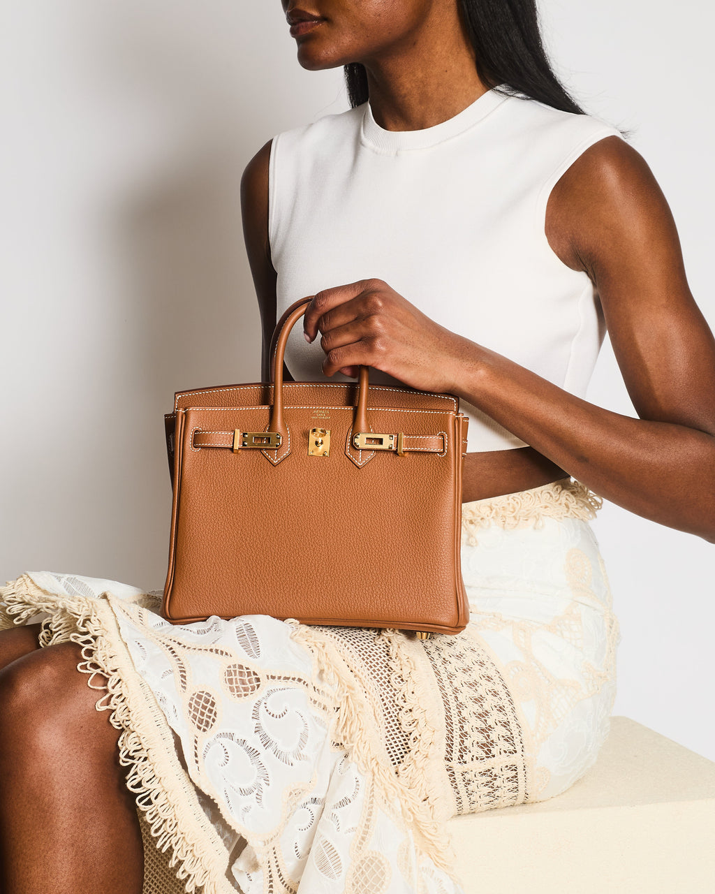 *HOT* Hermès Birkin 25 Retourne Bag in Gold Togo Leather with Gold Hardware
