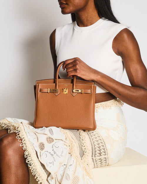 *HOT* Hermès Birkin 25 Retourne Bag in Gold Togo Leather with Gold Hardware
