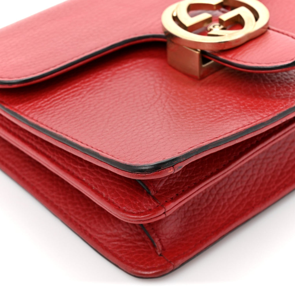 Dollar Calfskin Small Interlocking G Shoulder Bag Red