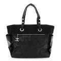 Coated Canvas Quilted Large Paris Biarritz Tote Black