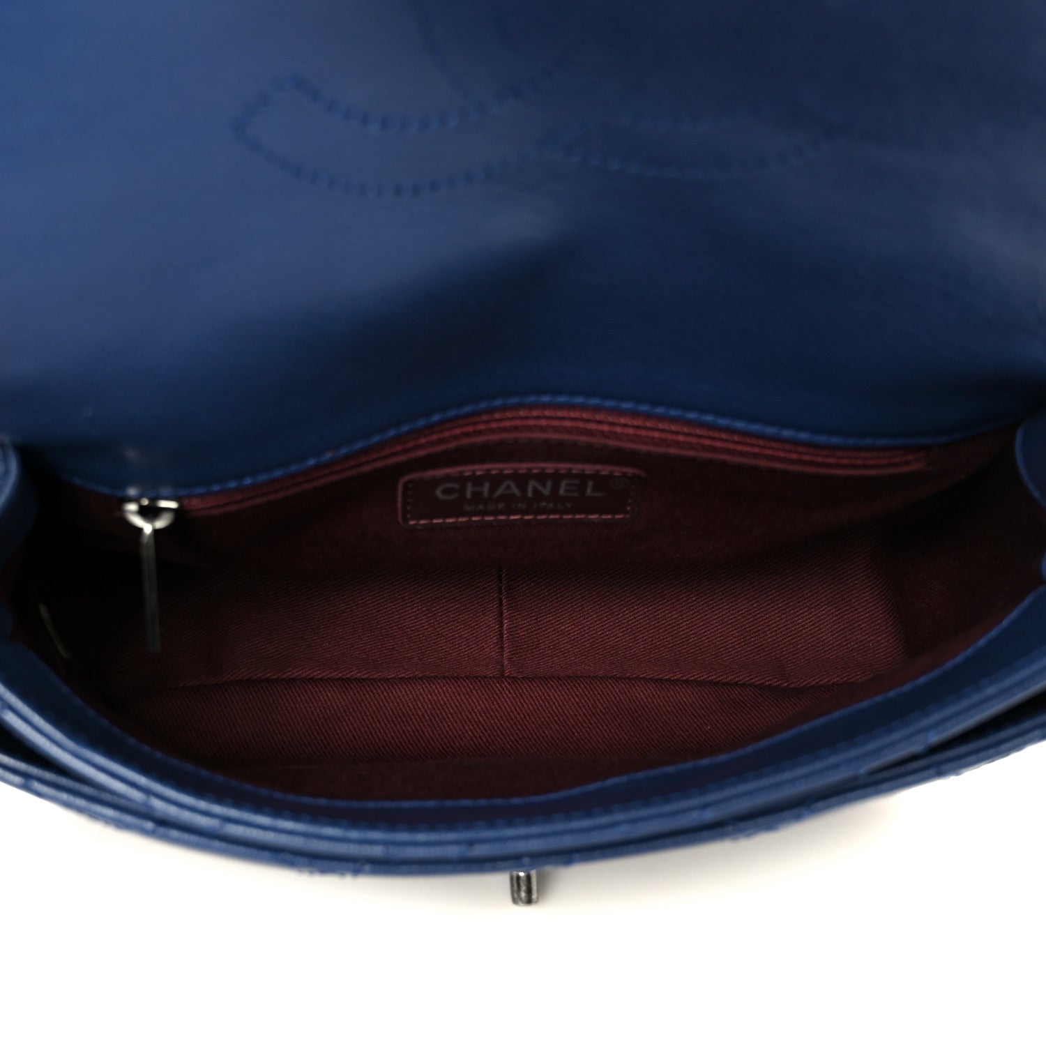 Shiny Goatskin Quilted Small Double Carry Waist Chain Flap Blue