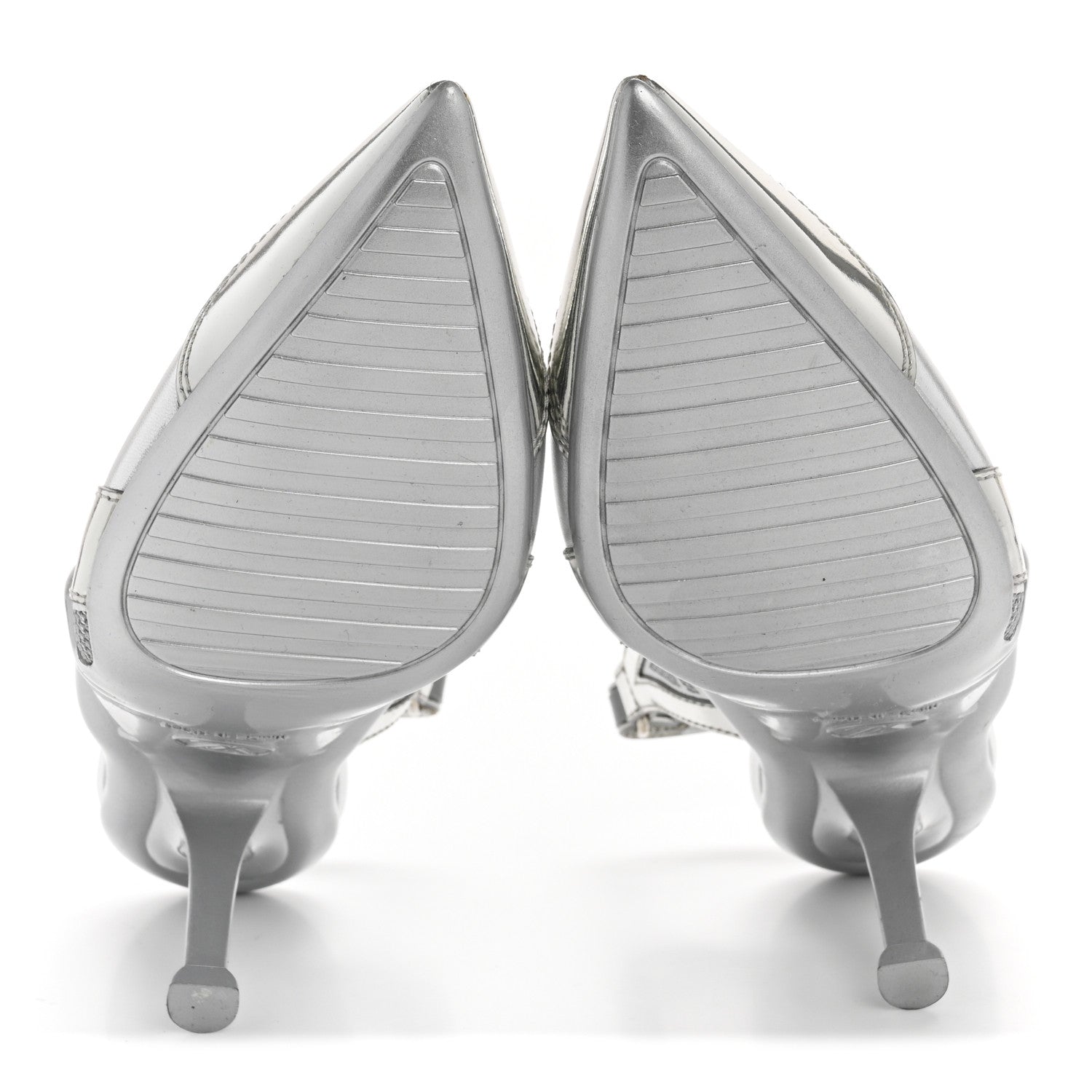 Metallic Lambskin Archlight Slingback Pumps 37.5 Argent