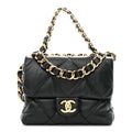 Lambskin Quilted Small Chain Top Handle Flap Black