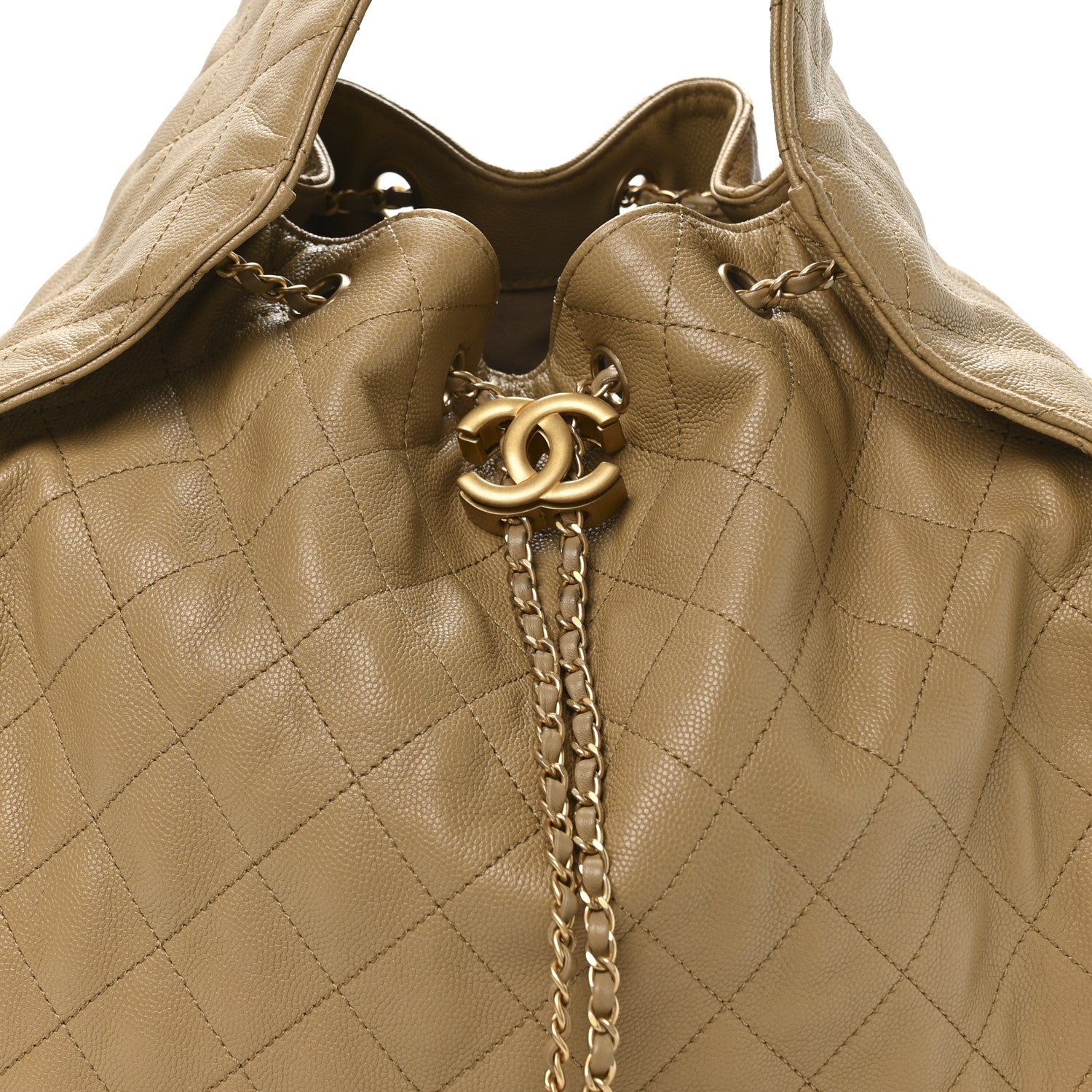 Caviar Quilted Medium Chanel 25 Handbag Dark Beige