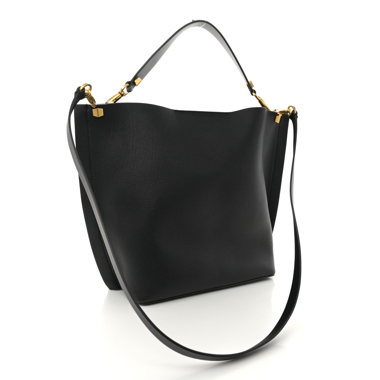 Grainy Calfskin VLogo Escape Hobo Bag Black