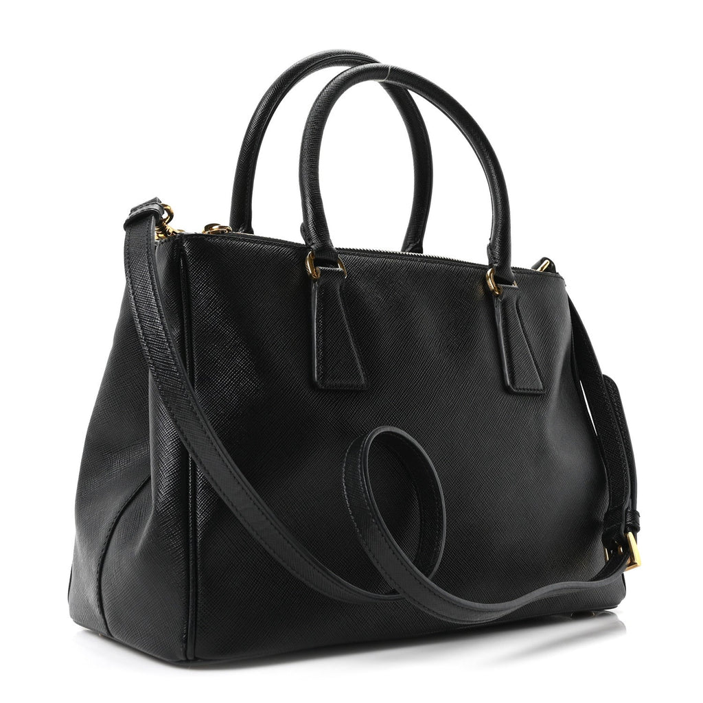 Saffiano Small Galleria Double Zip Tote Black