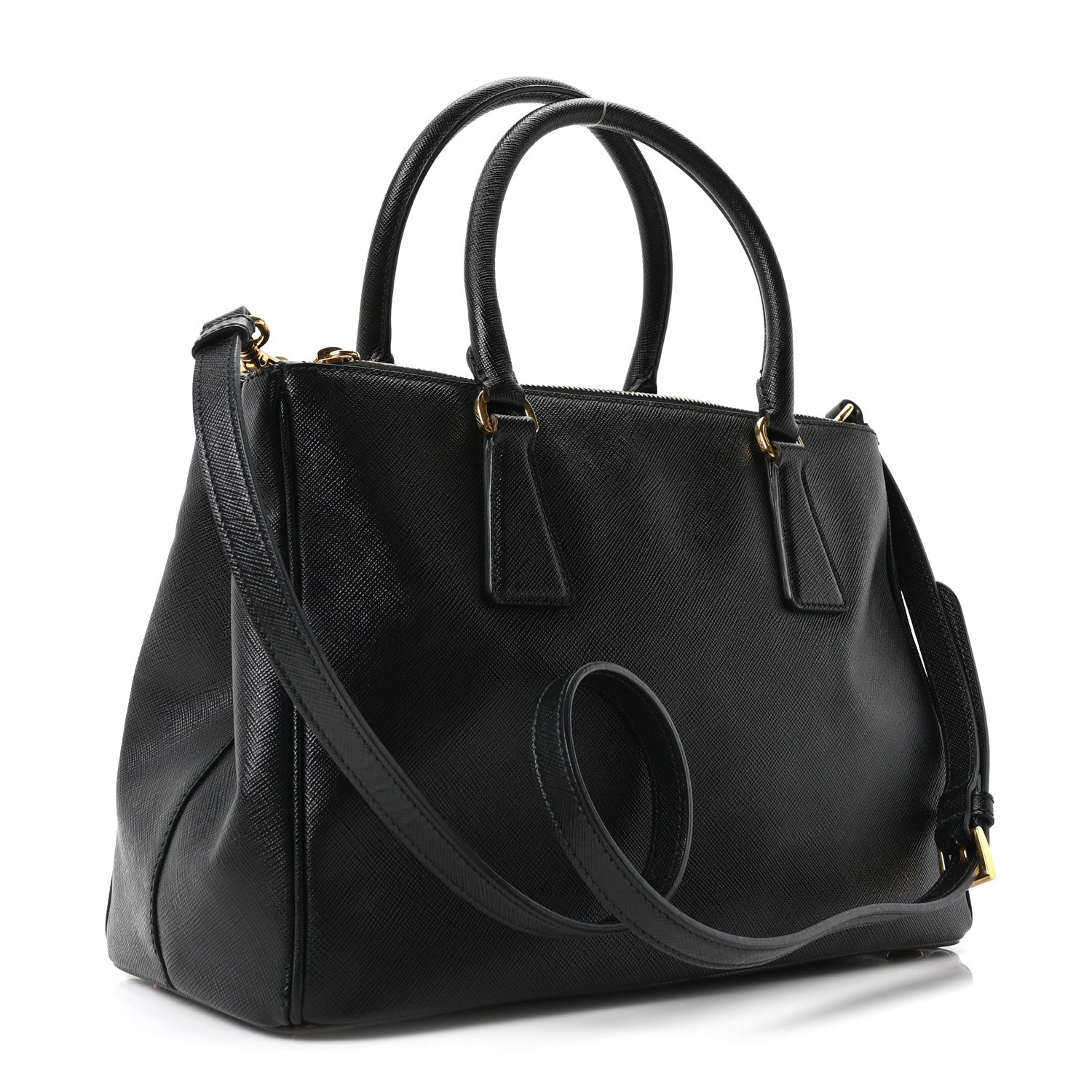 Saffiano Small Galleria Double Zip Tote Black