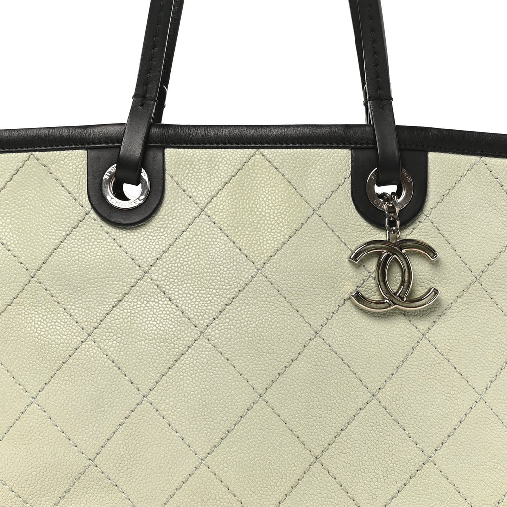 Grained Calfskin Shopping Fever Tote Green