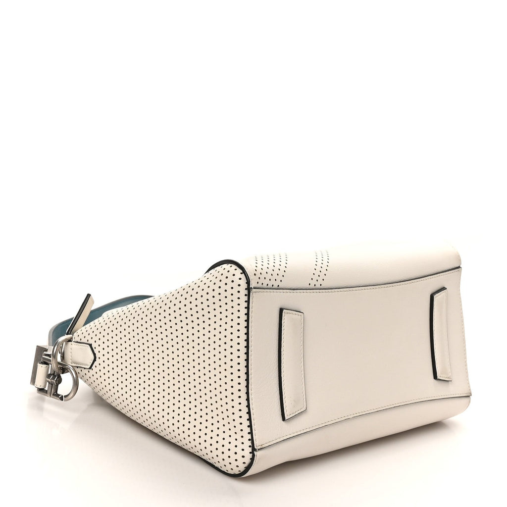 Lambskin Perforated Small Antigona White