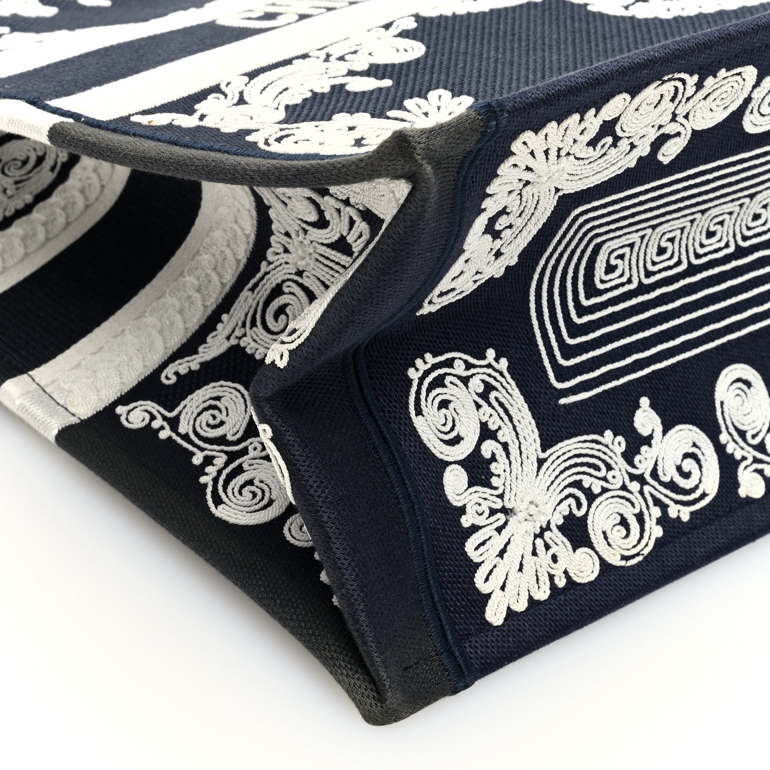 Canvas Embroidered Cornely Book Tote Blue White