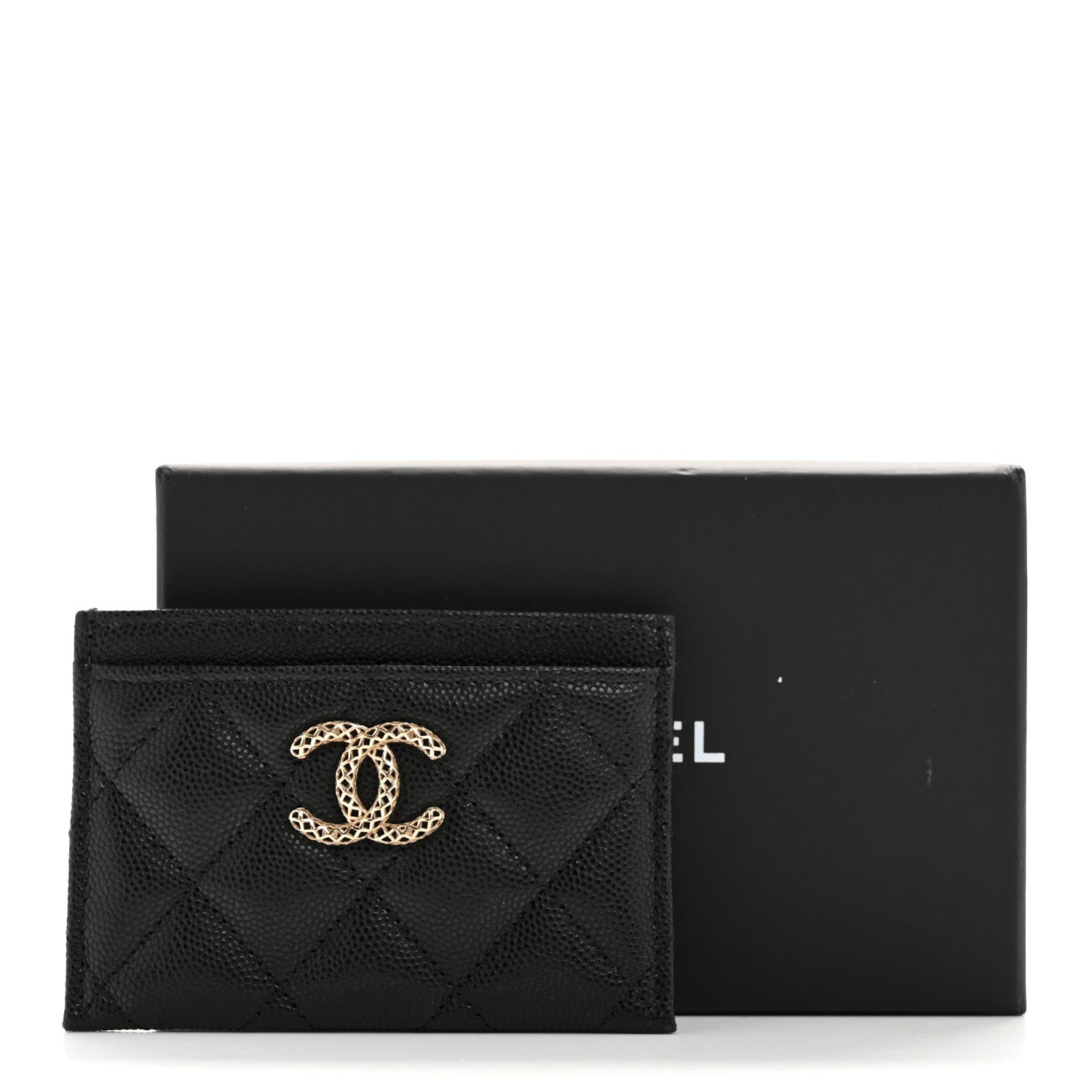 Caviar Metal Perforated Quilted  Holder Black