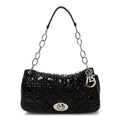 Patent Lambskin Cannage Rendezvous Flap Black