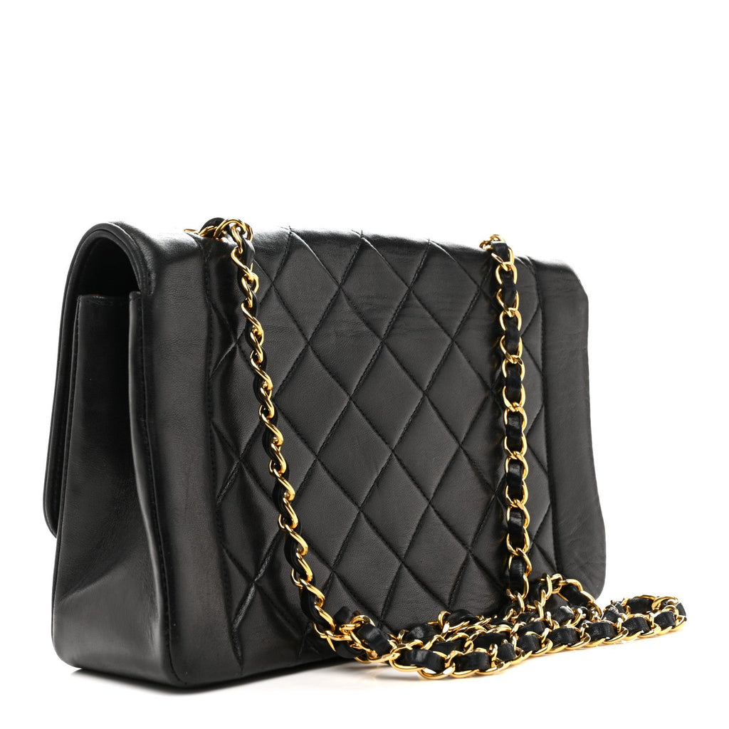 Lambskin Quilted Medium Single Flap Black