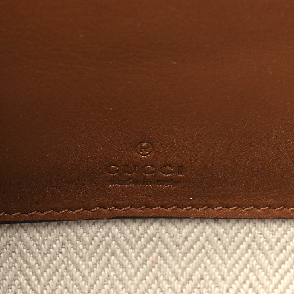GG Supreme Monogram Textured Calfskin Emblem Mini Crossbody Beige Dark Brown