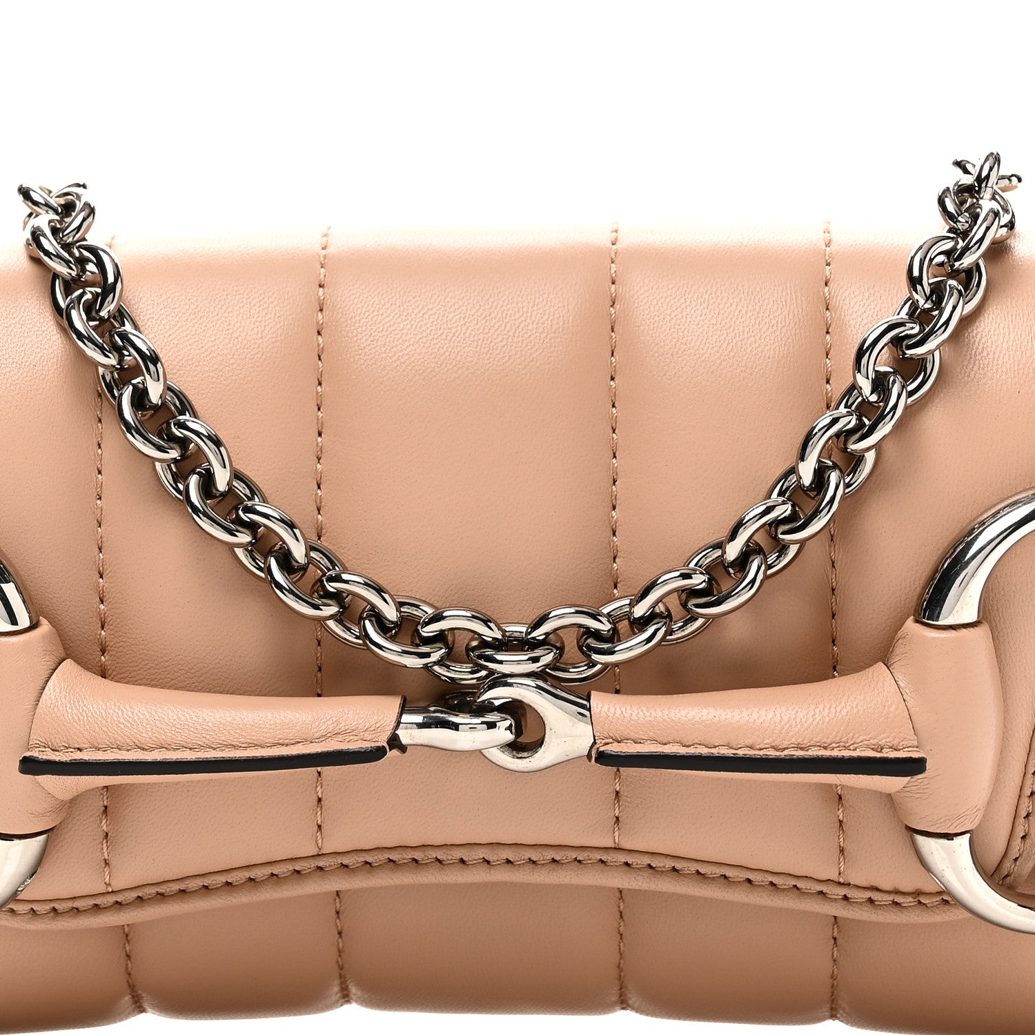 Nappa Vertical Matelasse Small Maxi Horsebit Chain Shoulder Bag Beige