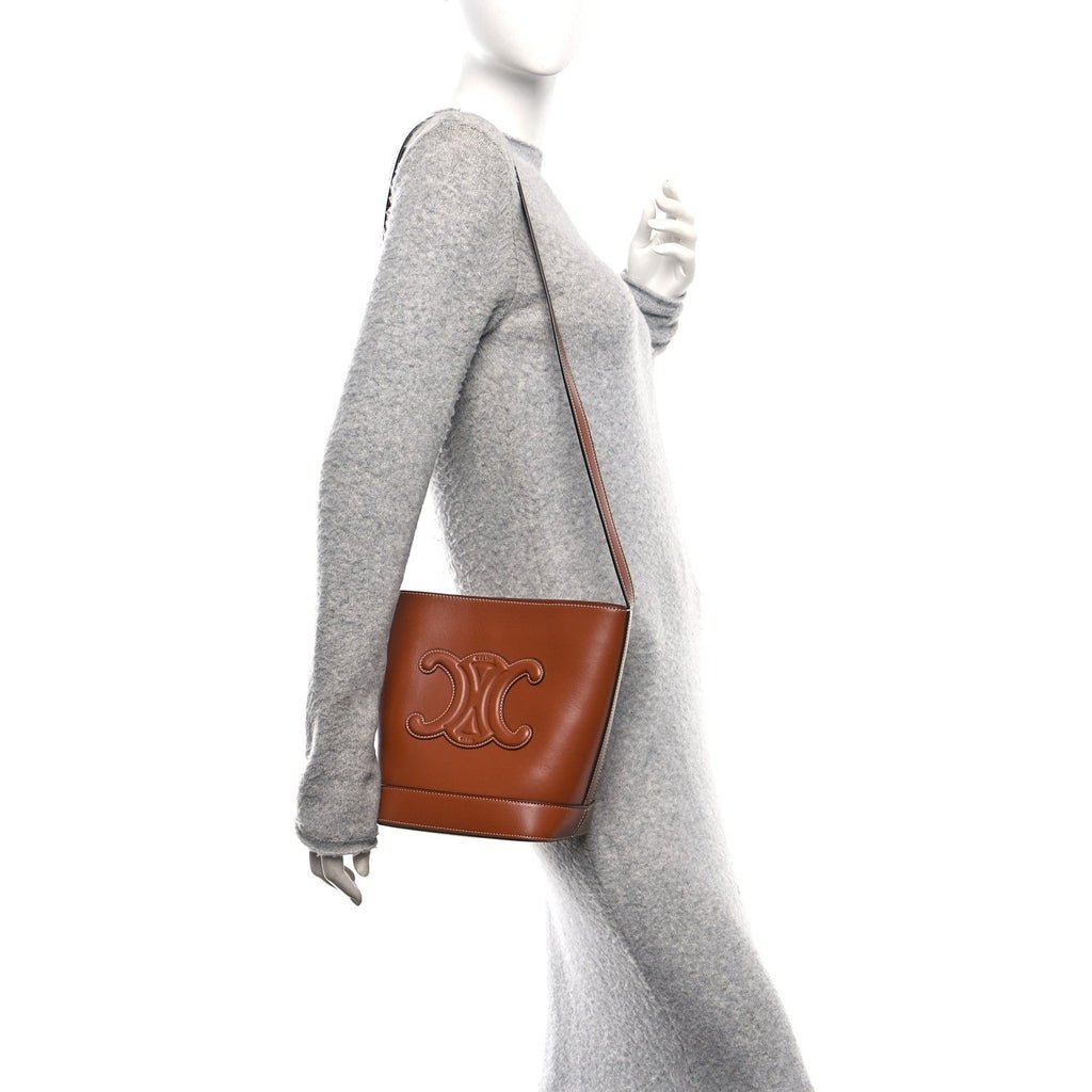 Smooth Calfskin Small Cuir Triomphe Bucket Bag Tan