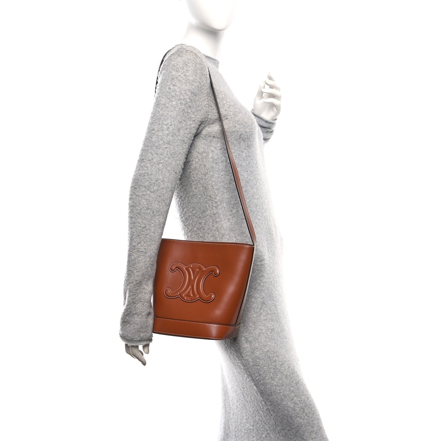 Smooth Calfskin Small Cuir Triomphe Bucket Bag Tan