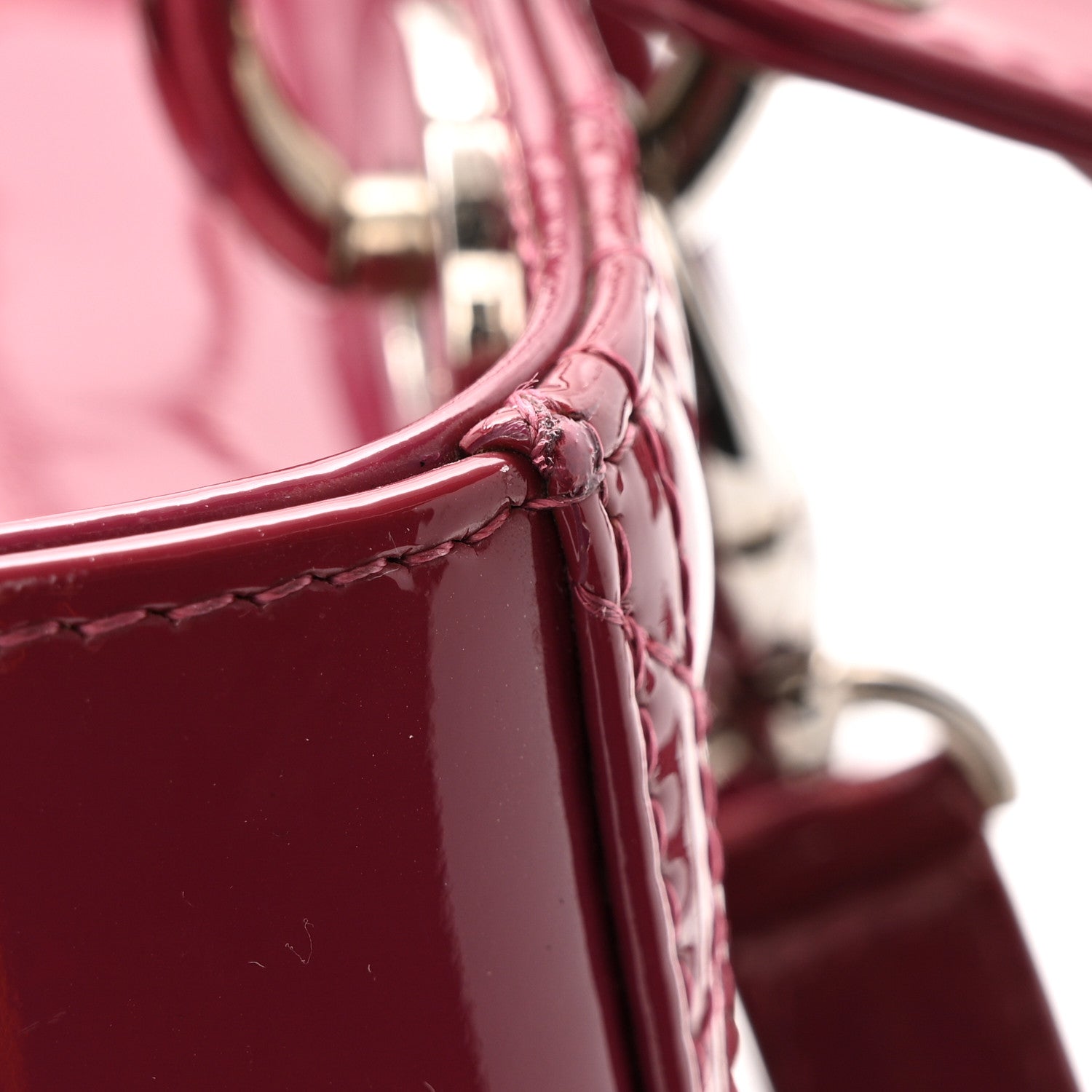 Patent Cannage Medium Lady Dior Dark Pink