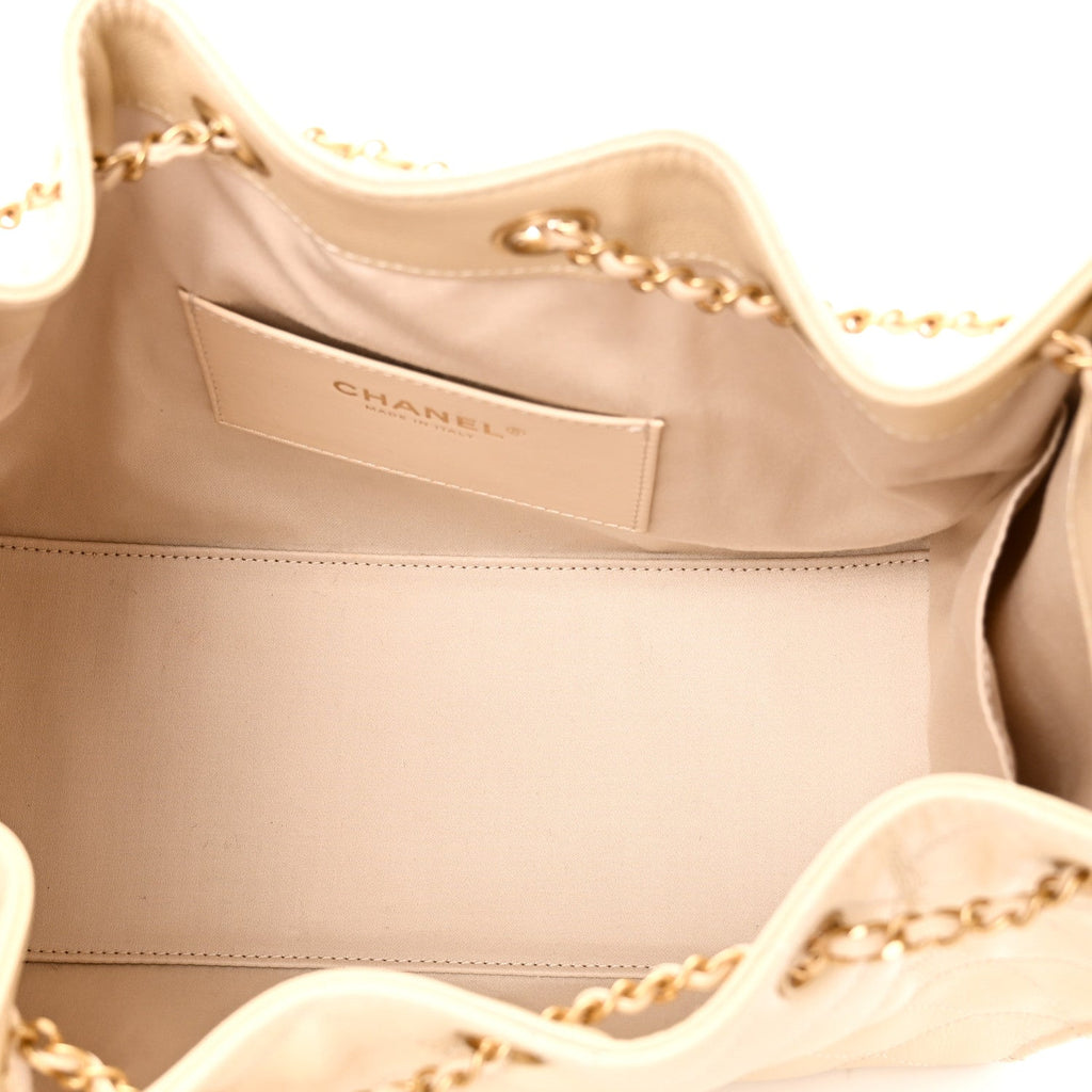 Caviar Quilted Small Chanel 25 Handbag Light Beige