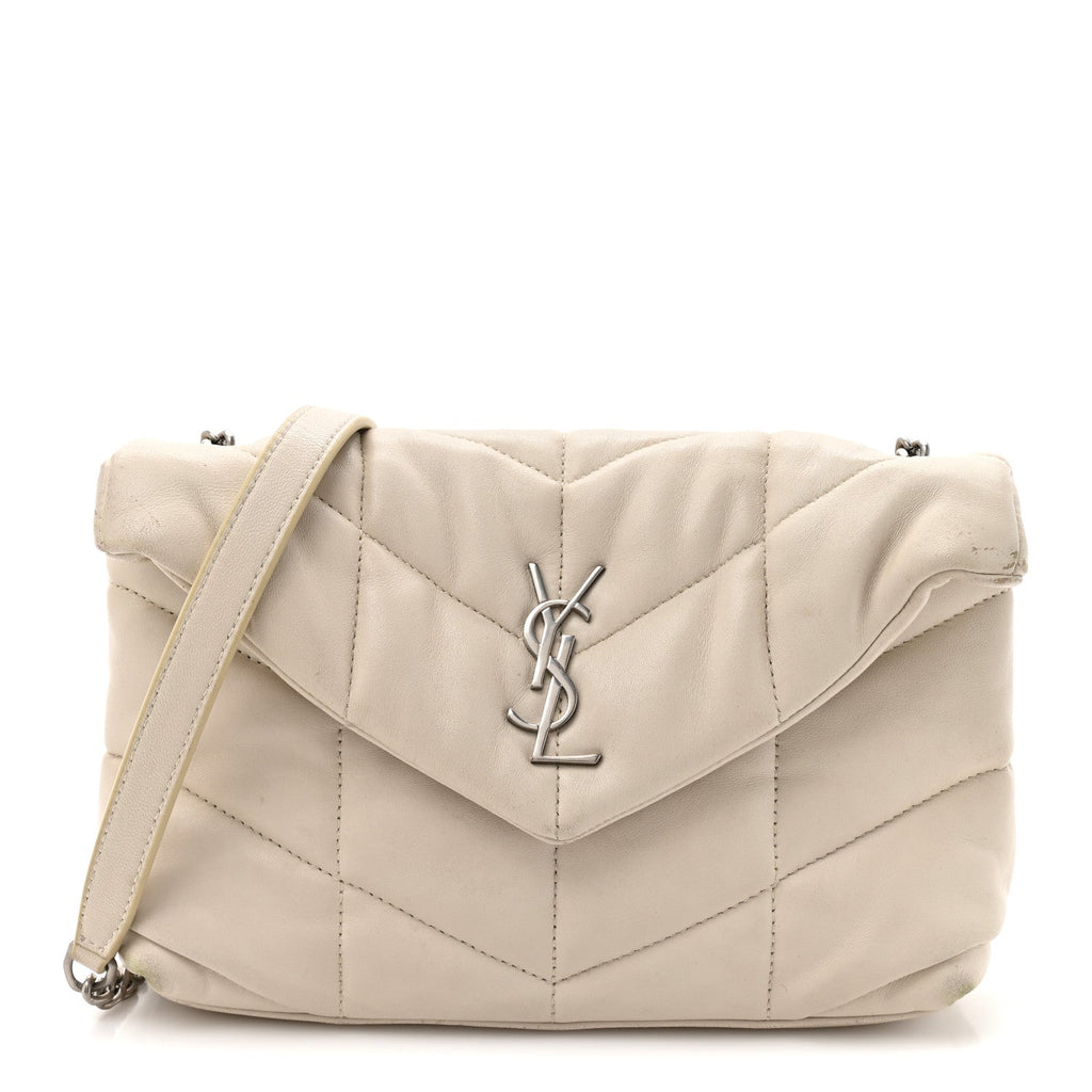Lambskin Quilted Toy Loulou Puffer Monogram Chain Satchel Crema Soft