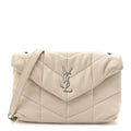 Lambskin Quilted Toy Loulou Puffer Monogram Chain Satchel Crema Soft