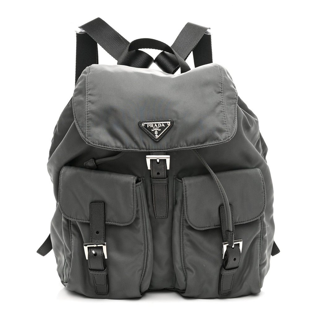 Tessuto Nylon Saffiano Medium Backpack Anthracite