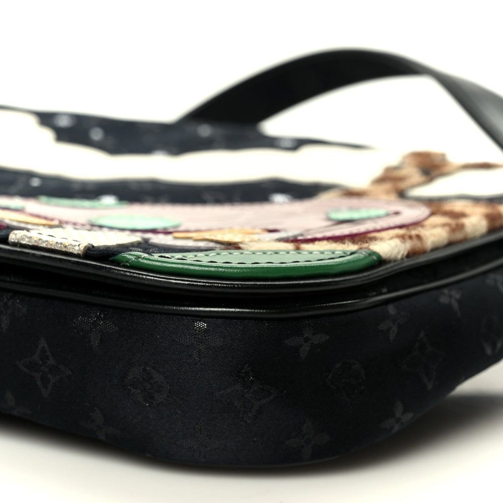 Satin Mini Monogram Conte De Fees Patchwork Musette Black
