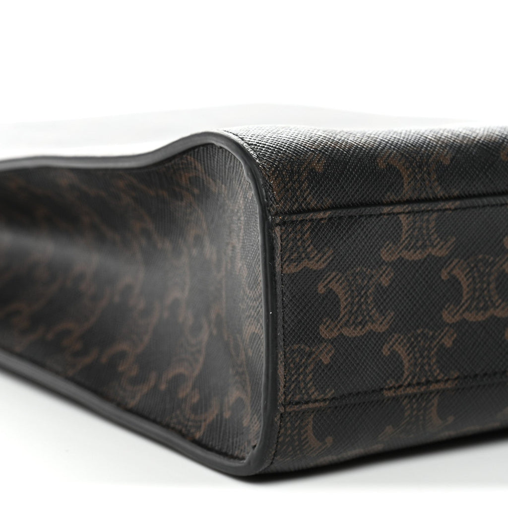 Triomphe Canvas Calfskin Small Vertical Cabas Tan