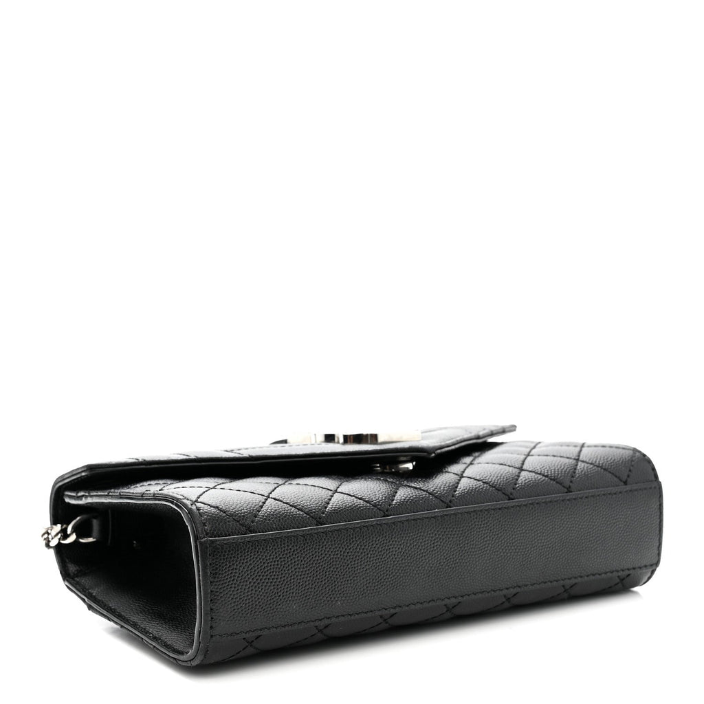 Grain De Poudre Textured Mixed Matelasse Triquilt Small Monogram Satchel Black