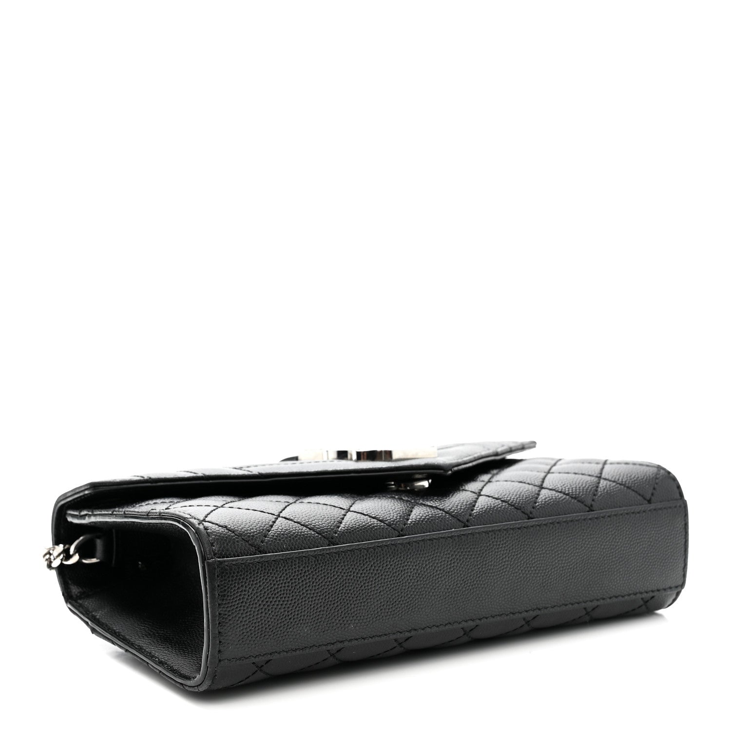 Grain De Poudre Textured Mixed Matelasse Triquilt Small Monogram Satchel Black