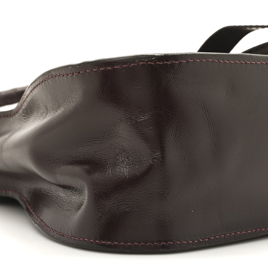 Shiny Calfskin Small Marcie Satchel  Auburn Red