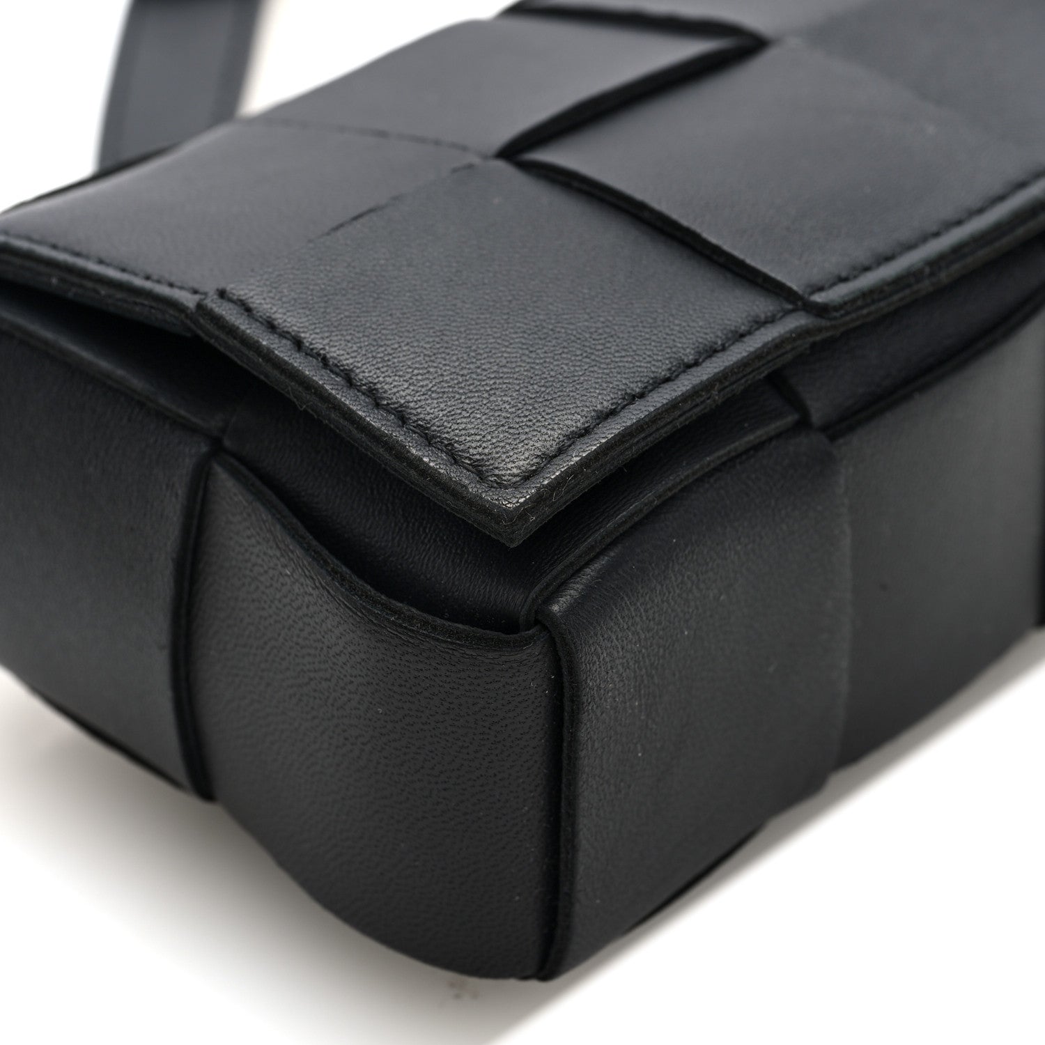 Lambskin Maxi Intrecciato Extra Mini Cassette Crossbody Bag Black