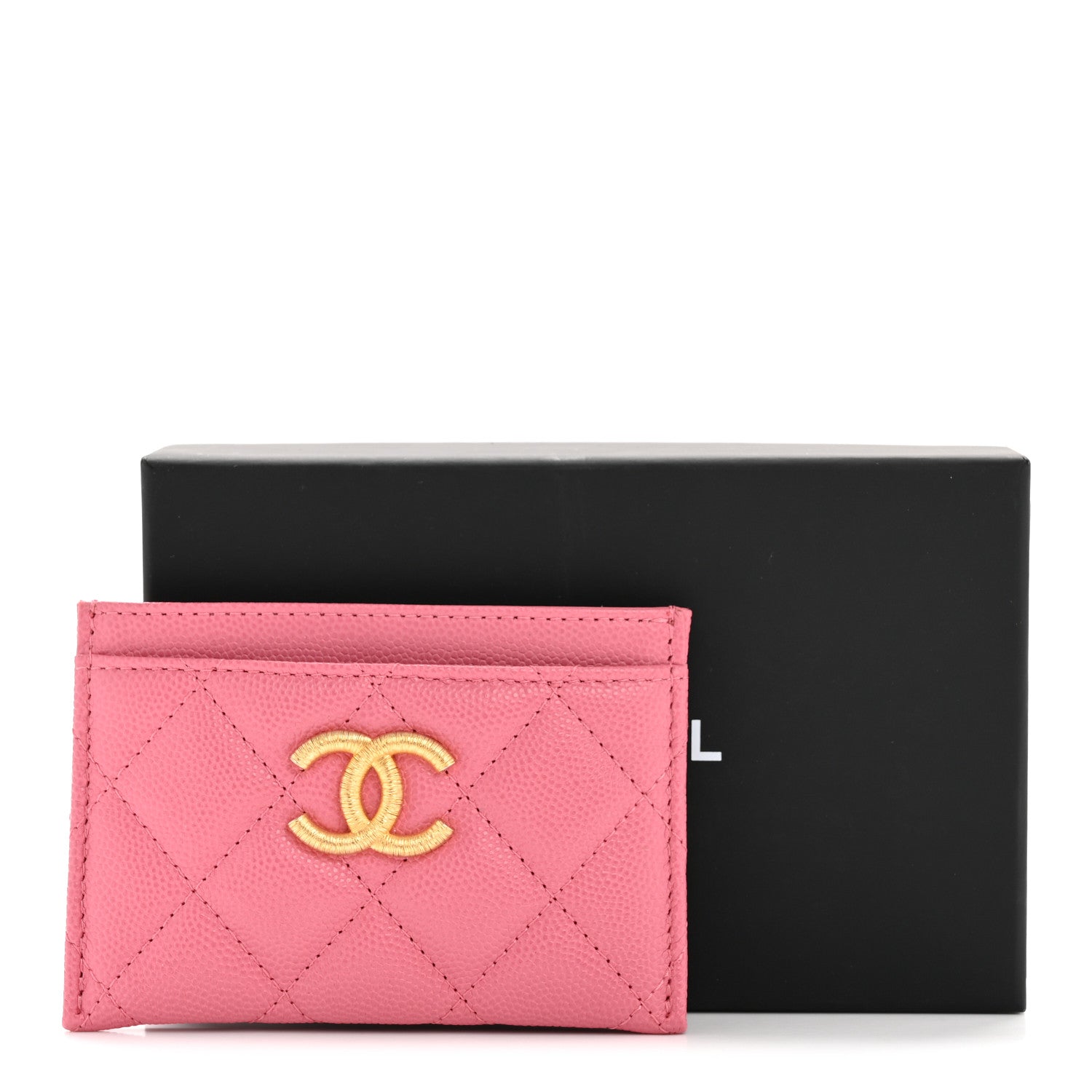 Caviar Quilted Textured CC  Holder Pink
